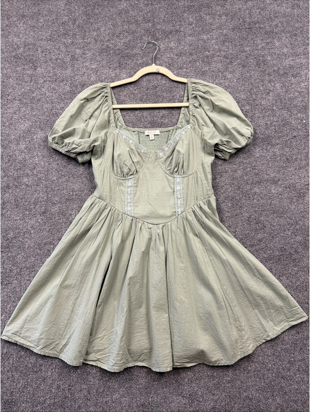 R*wish Green Dress Festival Cottagecore Peasant Faux Corset Dress M